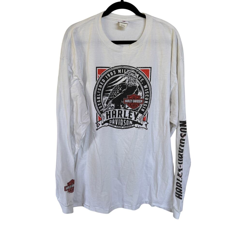 Harley Davidson Motorcycle Graphic Long Sleeve T-Shirt Logo Biker Eagle 2X